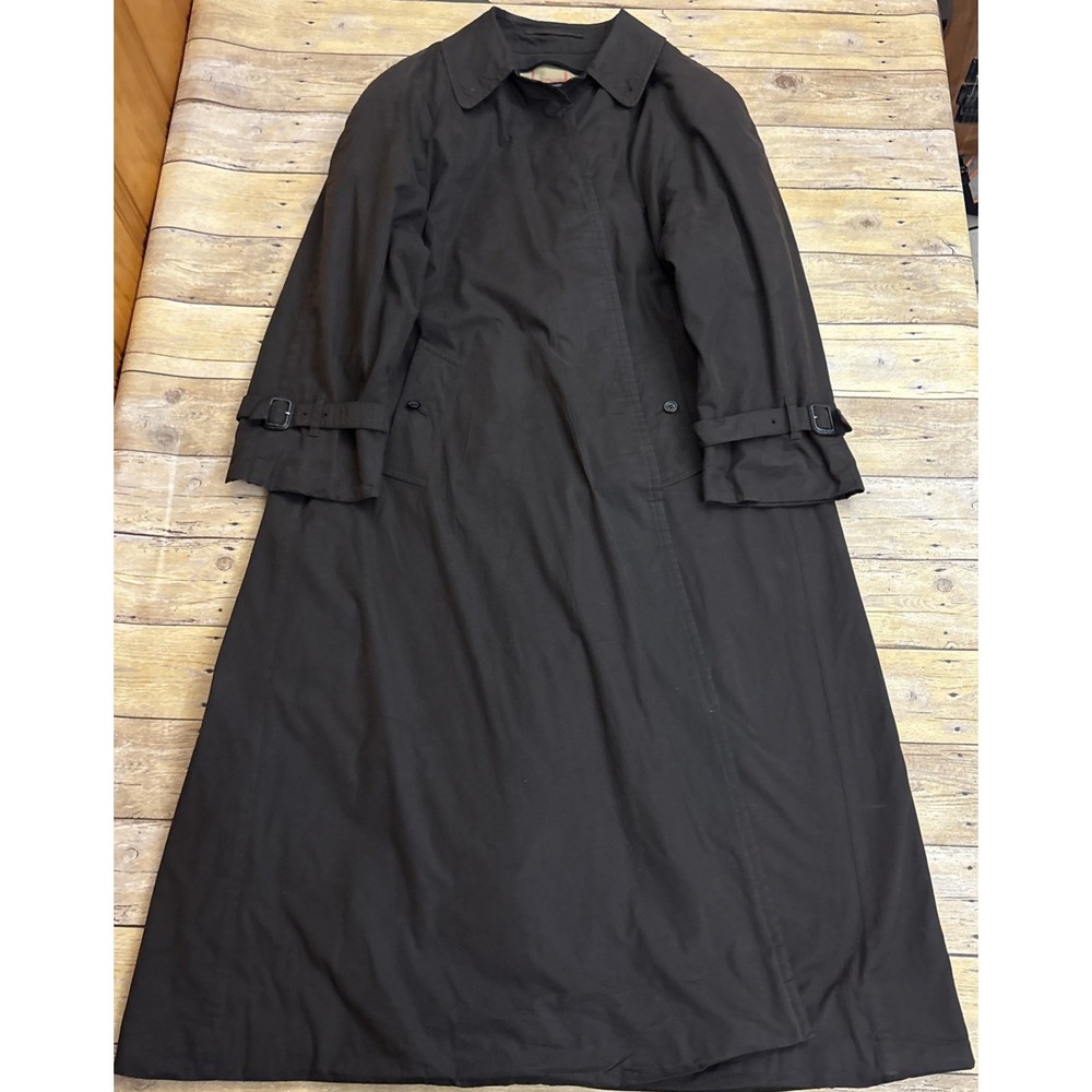Burberry Trench Coat Women Vintage Wool Dark Brown Size 14 X-Long - Picture 5 of 16